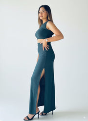 Nova 2 piece, sleeveless crop top maxi skirt set